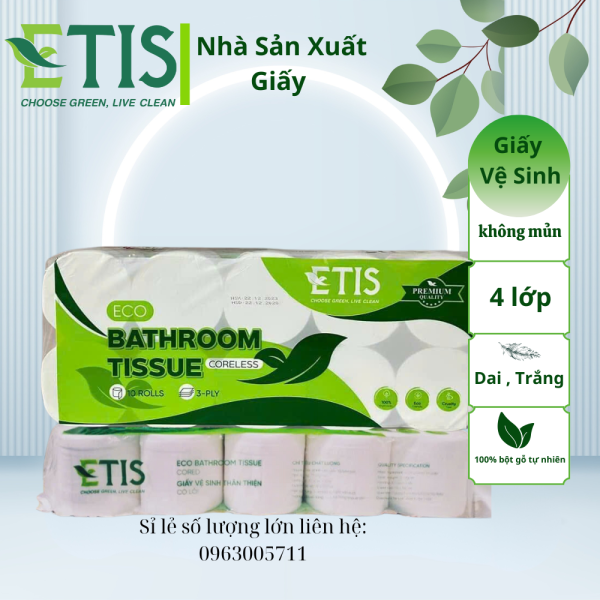 Giấy vệ sinh cuộn nhỏ Etis – E16 10 cuộn không lõi 4 lớp 4